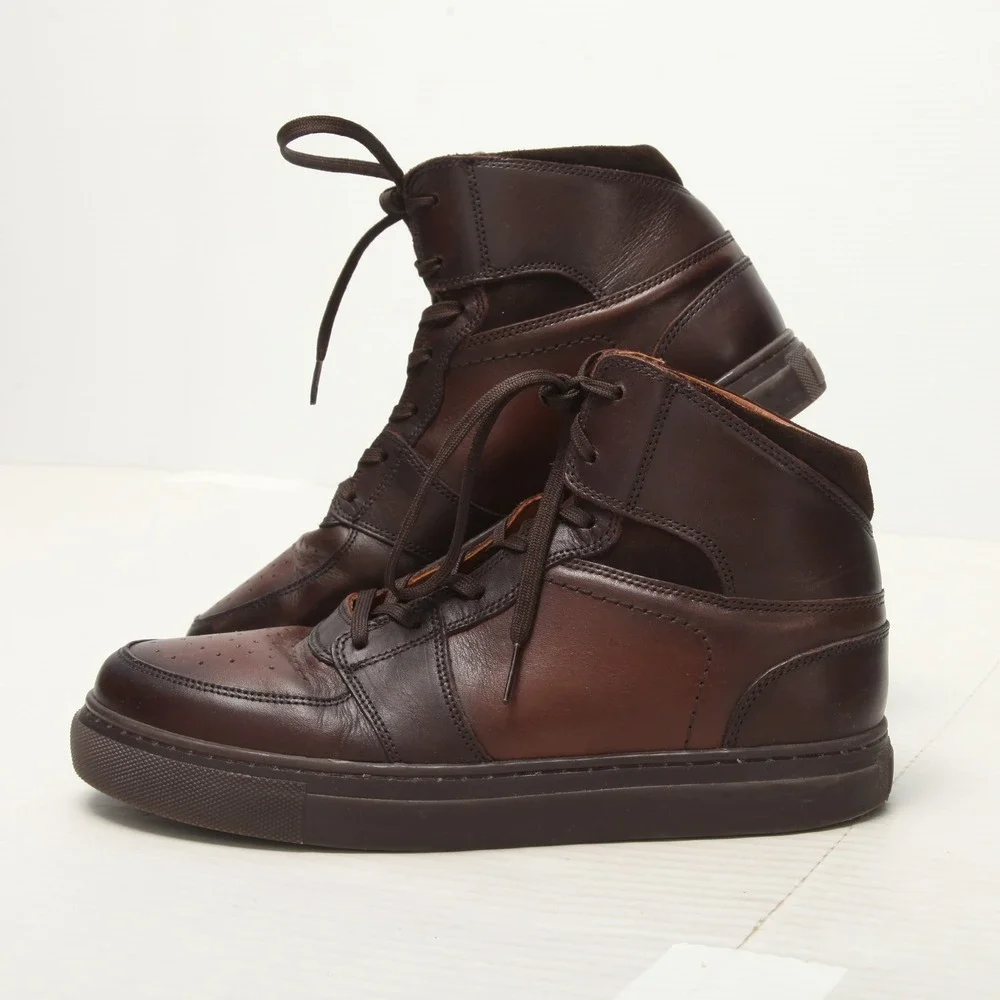Thursday Boots Mens 8.5 Showtime Dark Brown Leather High Top Lace-Up Casual